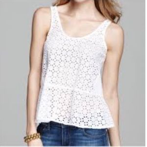 Sam & Lavi White Dominique Geo Eyelet Peplum Tank